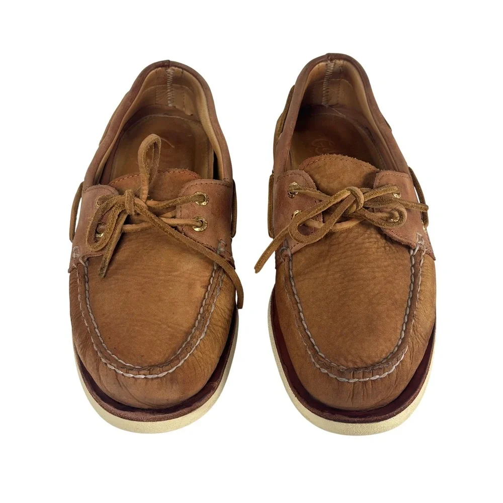 Sperry Gold Cup Authentic Original Boat Shoes 18K Eyelet Sz 9 Tan Brown Leather